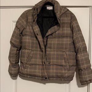 GBX Brown Plaid Puffer Jacket